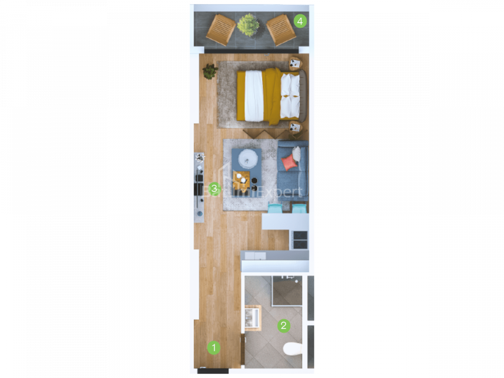Пәтер 33.6 м² - Шериф Химшиашвили, Batumi, Грузия