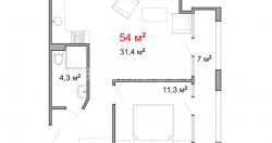 Пәтер 54 м² - Луки Асатиани, Batumi, Грузия