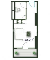 Пәтер 1-комн 30.2 m² - Шериф Химшиашвили, Batumi
