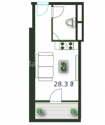 Пәтер 1-комн 28.3 m² - Шериф Химшиашвили, Batumi